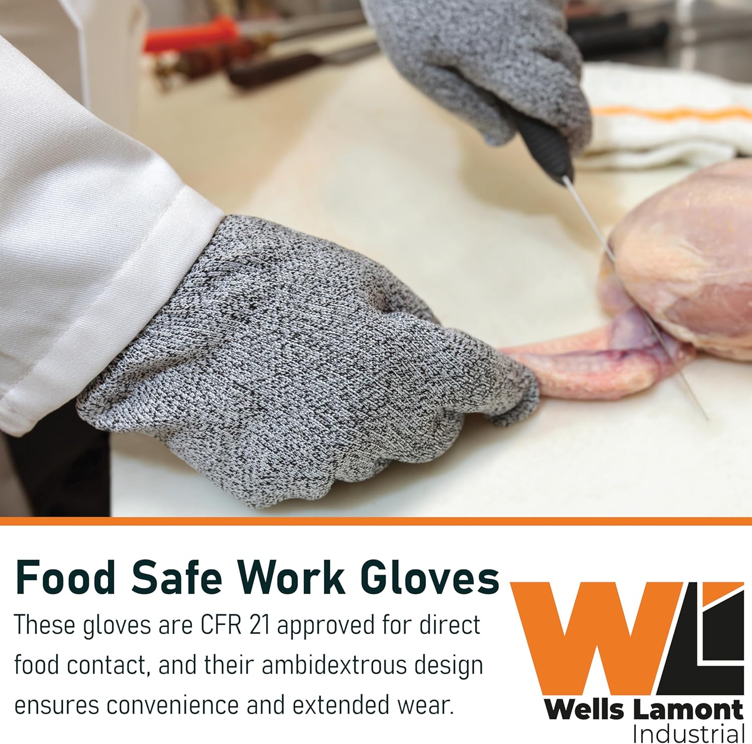 Wells Lamont Whizard LN10 Cut Resistant Gloves (1356) – ANSI Cut Level A7 – Food Safe Gloves