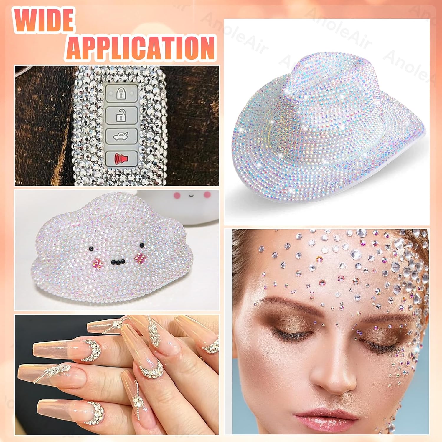 15000Pcs White Silver Rhinestones for Bedazzling Kit, Mix Sizes Jelly Bedazzling Resin Gems, Silver White Gems Bedazzling for Crafting, Flatback Resin Rhinestones for Craft DIY Face Makeup