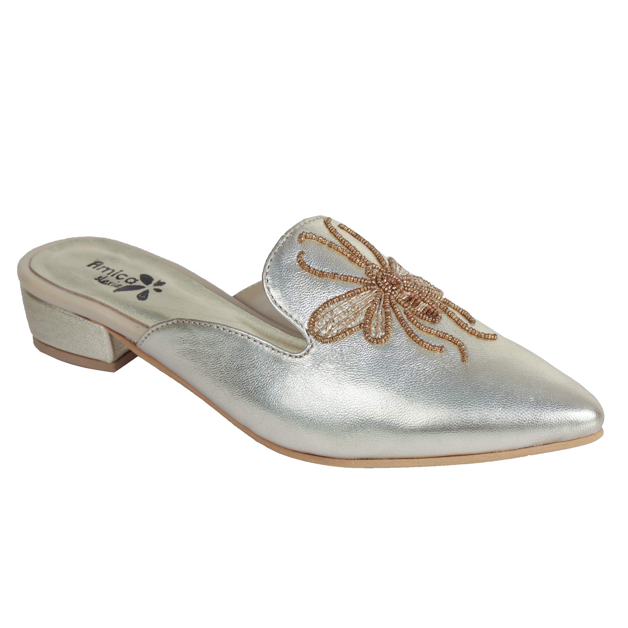 Amica Slexia Womens Casual Fashion Slip-on Sandels & Mules (Gold, Size-5) (B08QJDYG2F) Amazon Price History, Amazon Price Tracker