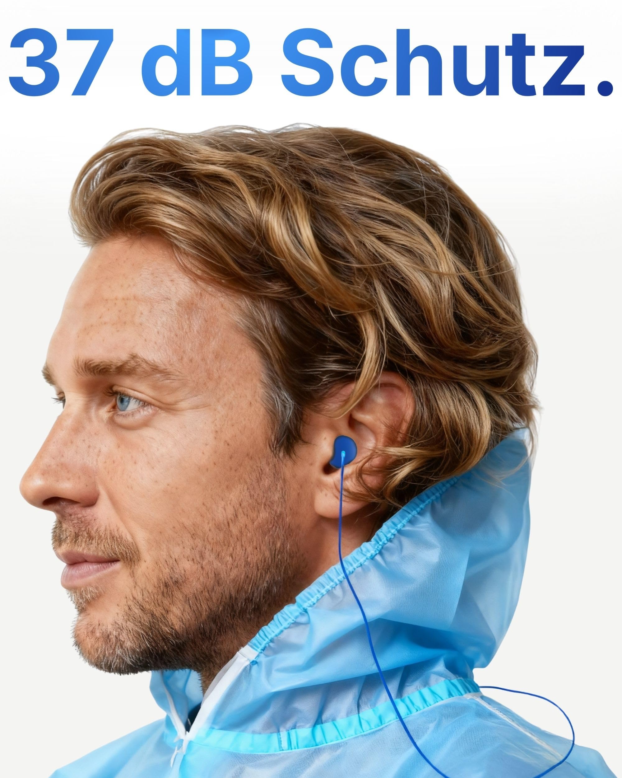 Bouchons d'oreilles détectables avec cordon SNR 37 dB - Bouchons d'oreilles de travail détectables - Protection contre le bruit pour l'industrie alimentaire et le chantier - Protection auditive pour