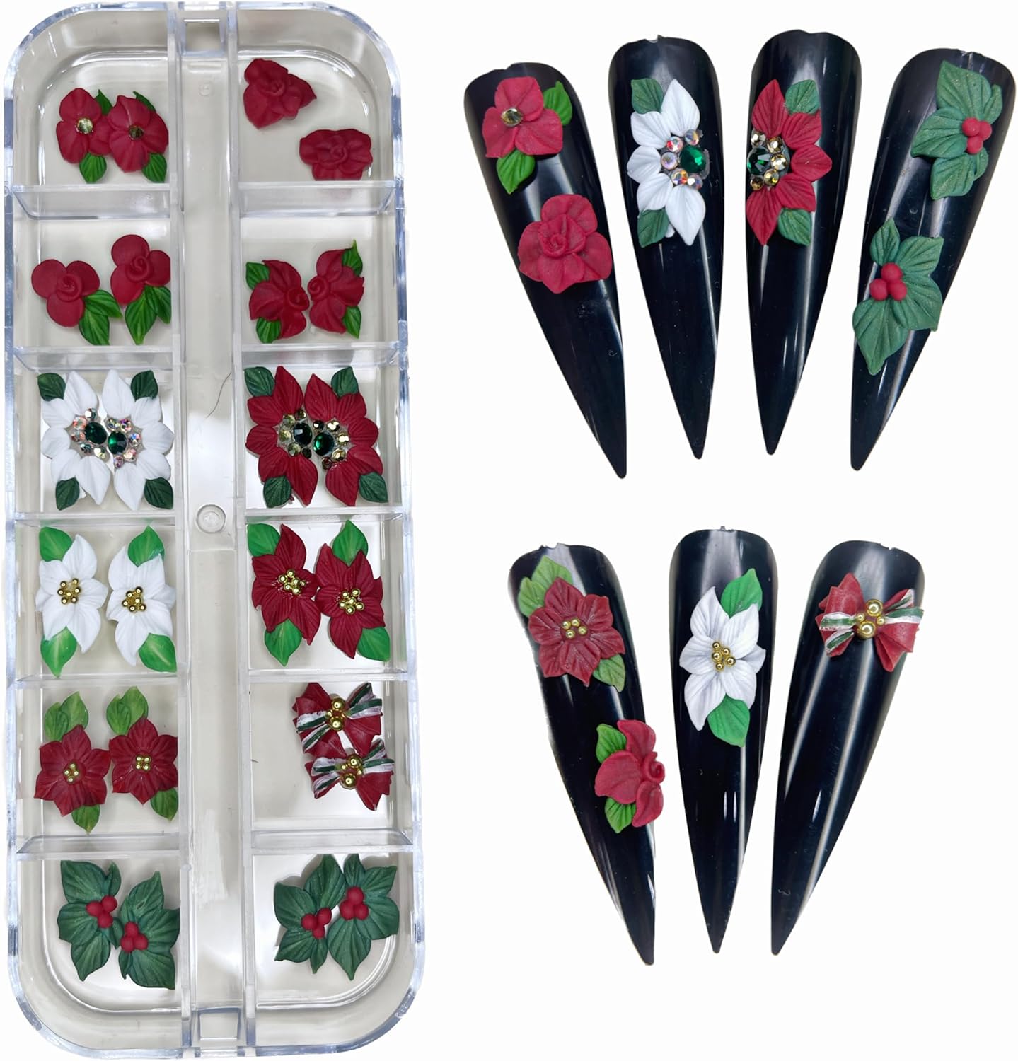 3D Acrylic Easter Character : RABIT, Chicken, Bear Nail Art Charms Handmade by Acrylic Powder - 24pcs Flowers Nail Rhinestones Kit 3D Nails Design Acrylic Nail Art for Women (Easter Nails)