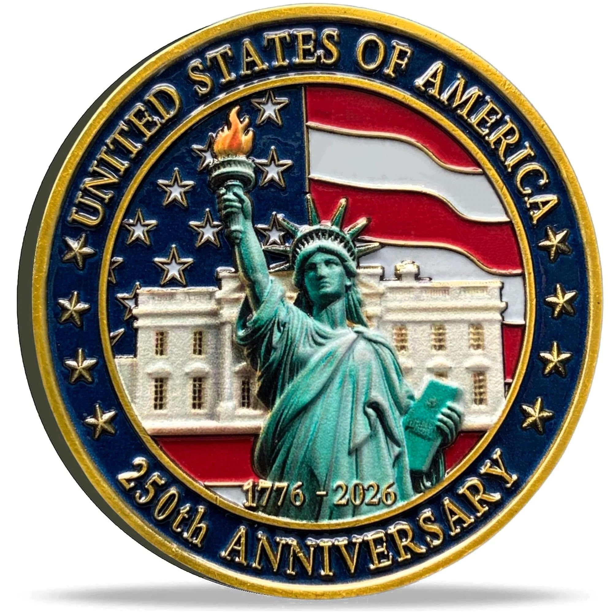 US 250th Anniversary Military Challenge Coin - Commemorative Collectible for Patriotic Celebrations, Gifts, and Historical Memorabilia (Single Coin)