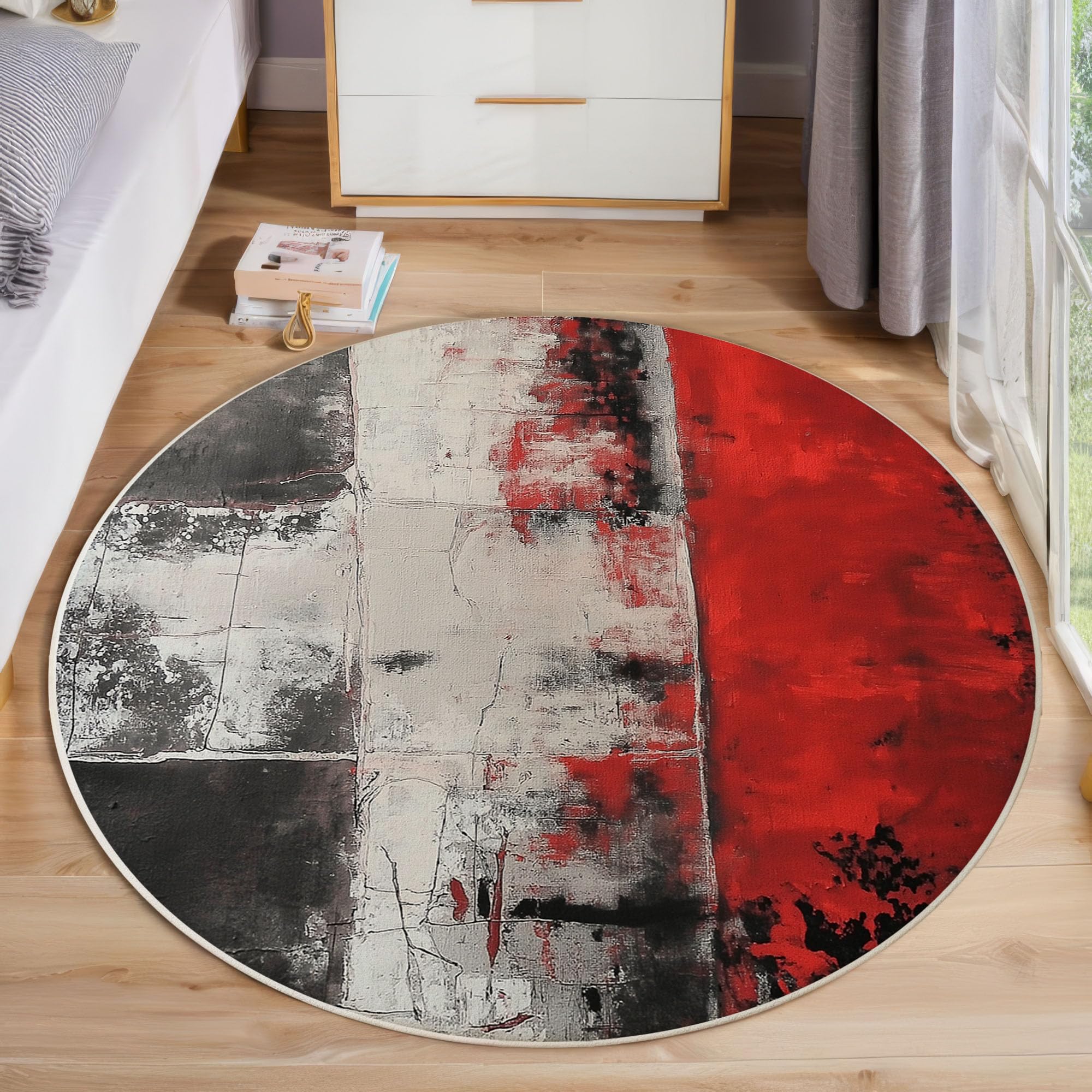 Moquette antidérapante ronde 120cm aux nuances aquarelles