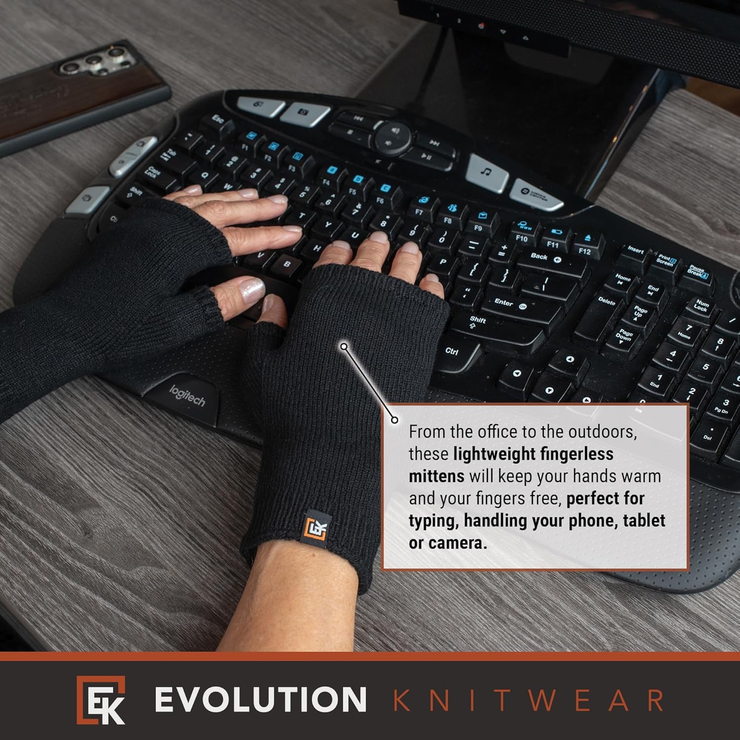Evolution Knitwear Wool Knit Fingerless Mittens - Super Soft Merino Wool - Made in the USA