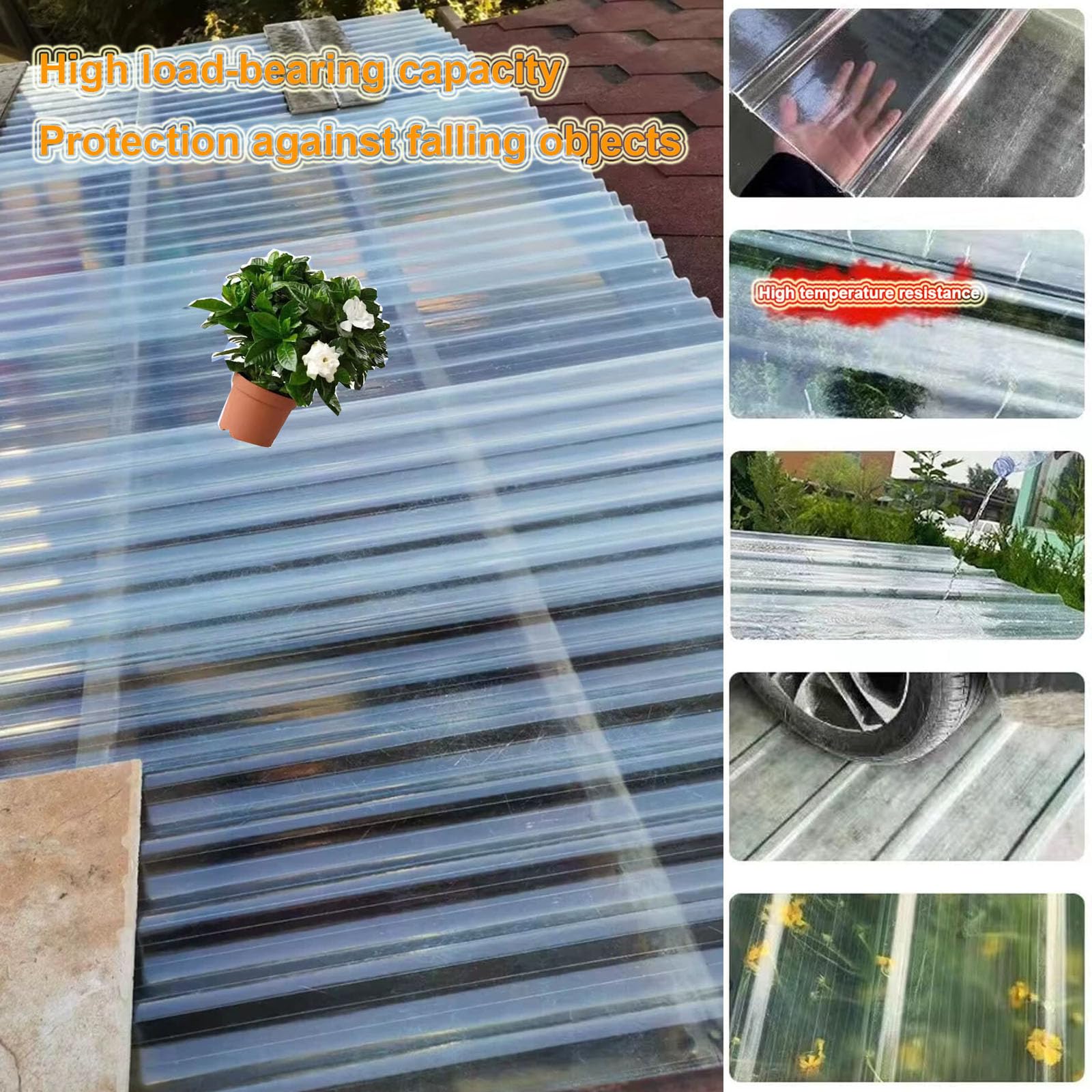 1.2mm Planchas Transparentes Tejados,2/5/7/8/10/13/15/20pcs Plancha Transparente Anti-UV,Placa De Iluminación Natural De Fibra De Vidrio,Chapa Tejado De Aislamiento (0.9×1.6m,2pcs)