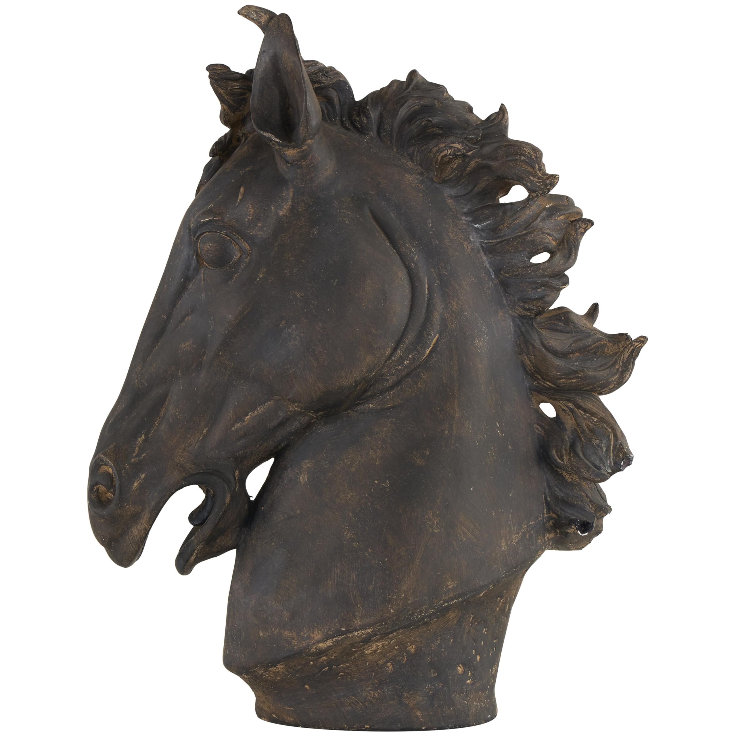 Deco 79Polystone Horse Decorative Sculpture Home Decor Statue, Accent Figurine 22" x 7" x 25", Brown