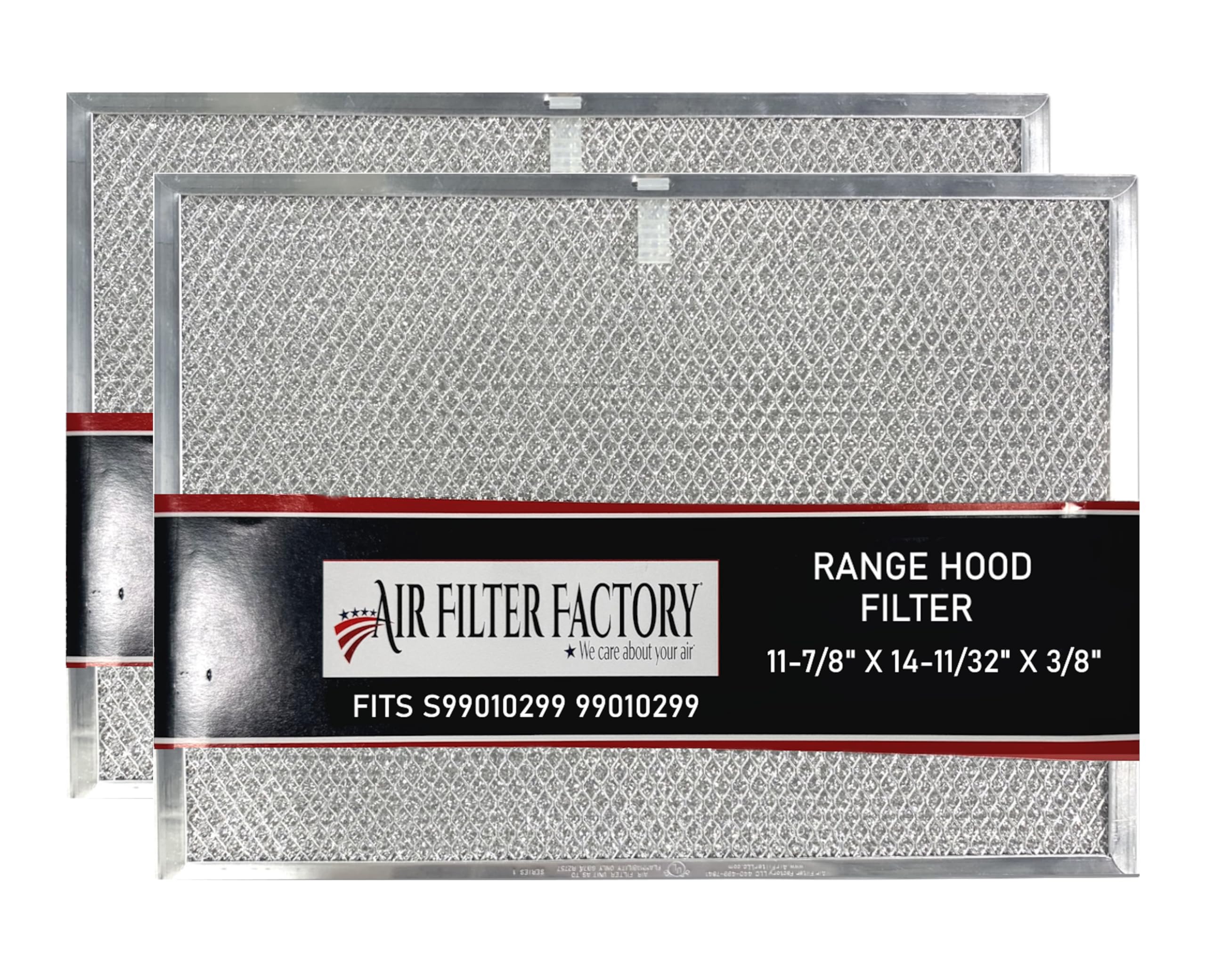 Air Filter Factory Grease Filter S99010299 99010299 Replacement For Broan Range Hood 11-7/8" X 14-11/32" X 3/8" USA Made Aluminum Mesh Grease Filter 2-Pack