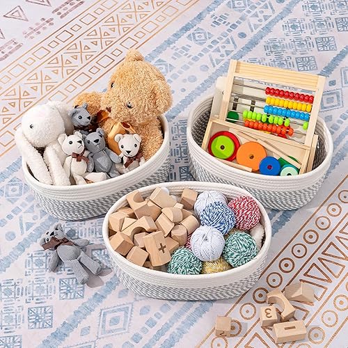 Miniatura 3 de CubesLand Cestas pequeñas de almacenamiento tejidas para estantes, contenedores de almacenamiento de armario para estantes, cestas de cuerda para