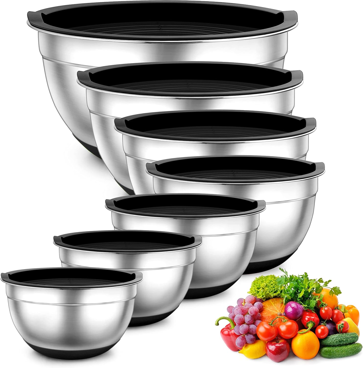 SUSTANIA Schüssel-Set 3-teilig 5 Liter - Pastellrosa Küchenbowls Mit Deckel