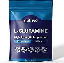 L-Glutamine 800mg Capsules | 90 Capsules Per Pouch | L-Glutamine Nutritional Supplements | Supports Muscle and Gut Health | Good Alternative to Powder and Tablets | Vegan & UK Made