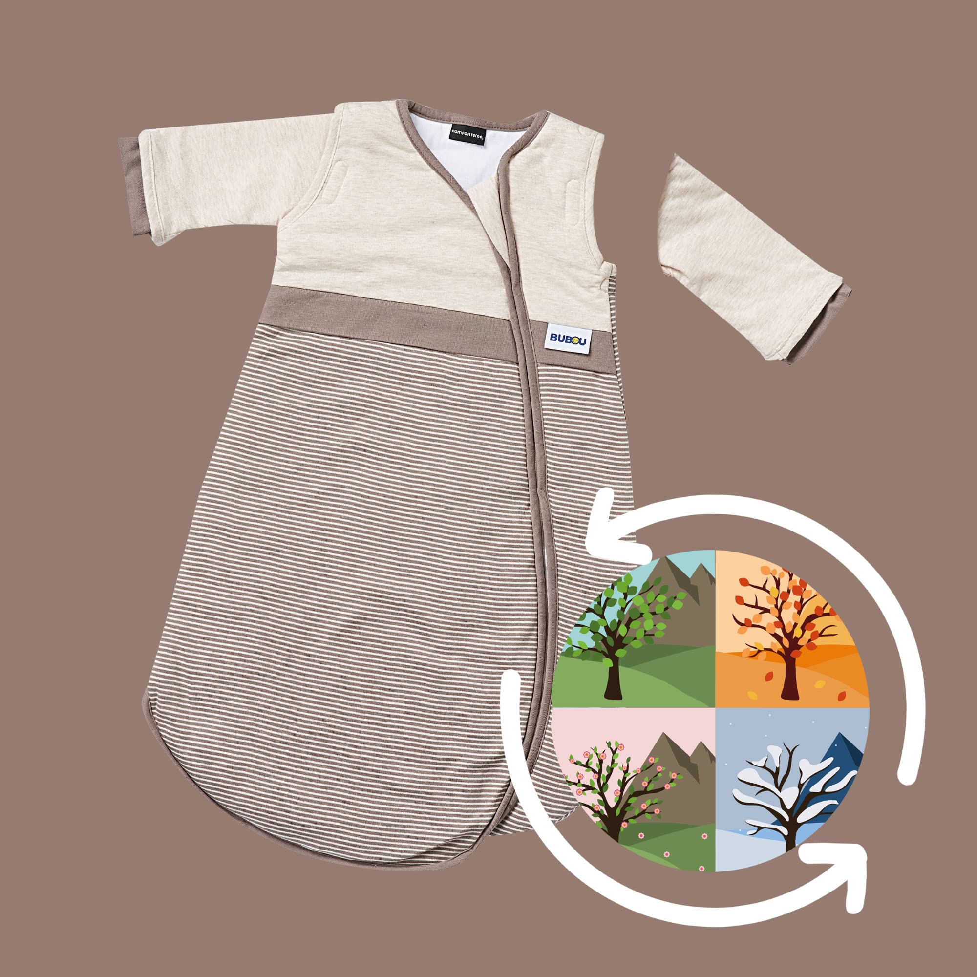 Gesslein Baby Schlafsack Bubou, Ganzjahres-Schlafsack mit Temperaturregulierung (optimale Passform, langer Reißverschluss,70), marine- weiß gestreift Baby