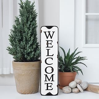 Parisloft Rustic Carved Metal Welcome Wall Sign - Vintage Iron Entryway Decor 5.5x21 Inches Home Farmhouse