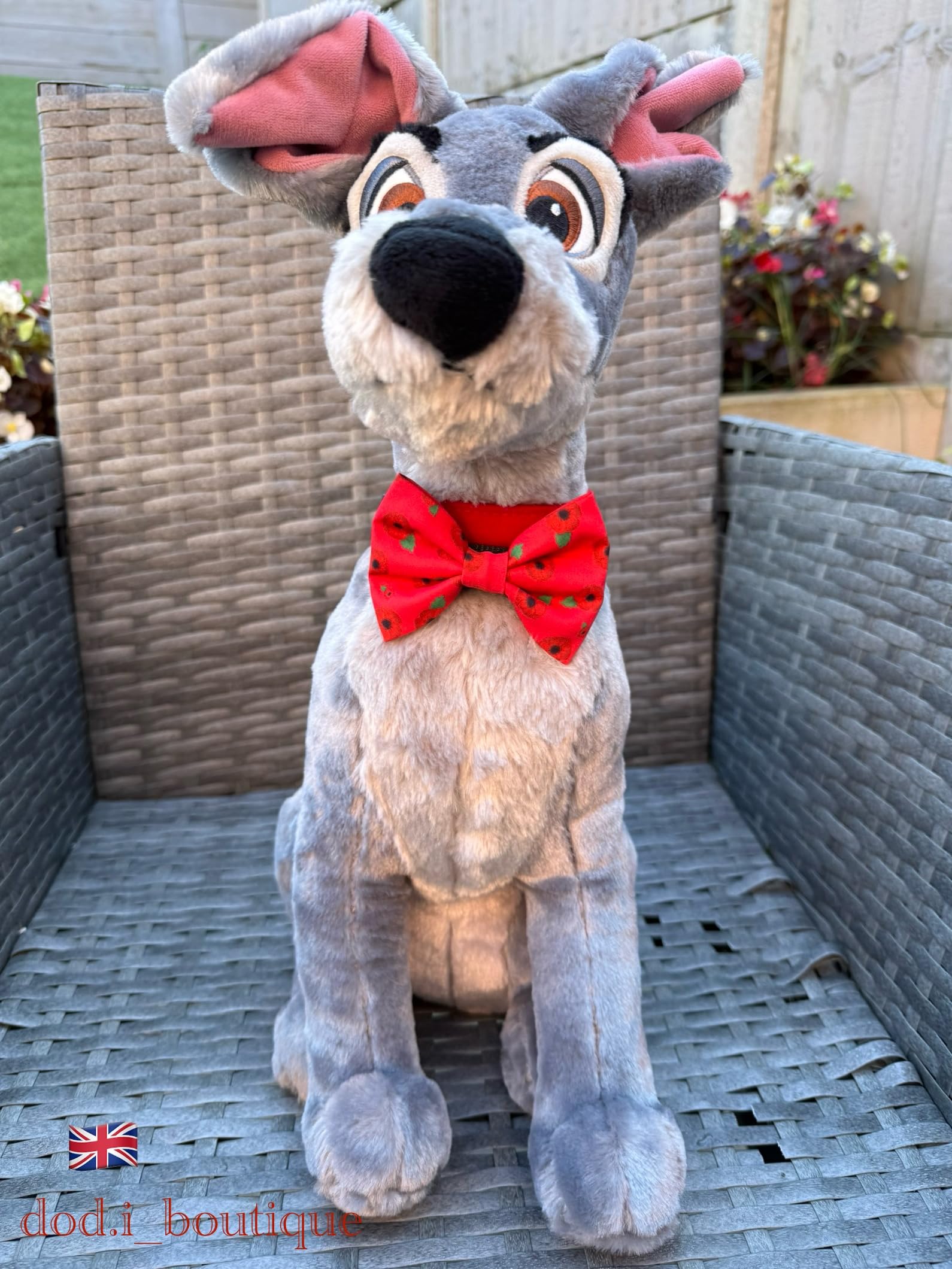 New Bowtie Dog Bow Tie - Remembrance Day Pet Poppy Design Memorial Tribute Pet Elastic Band attach COLLAR ACCESSORY UK (L Poppy Print) - Image 2