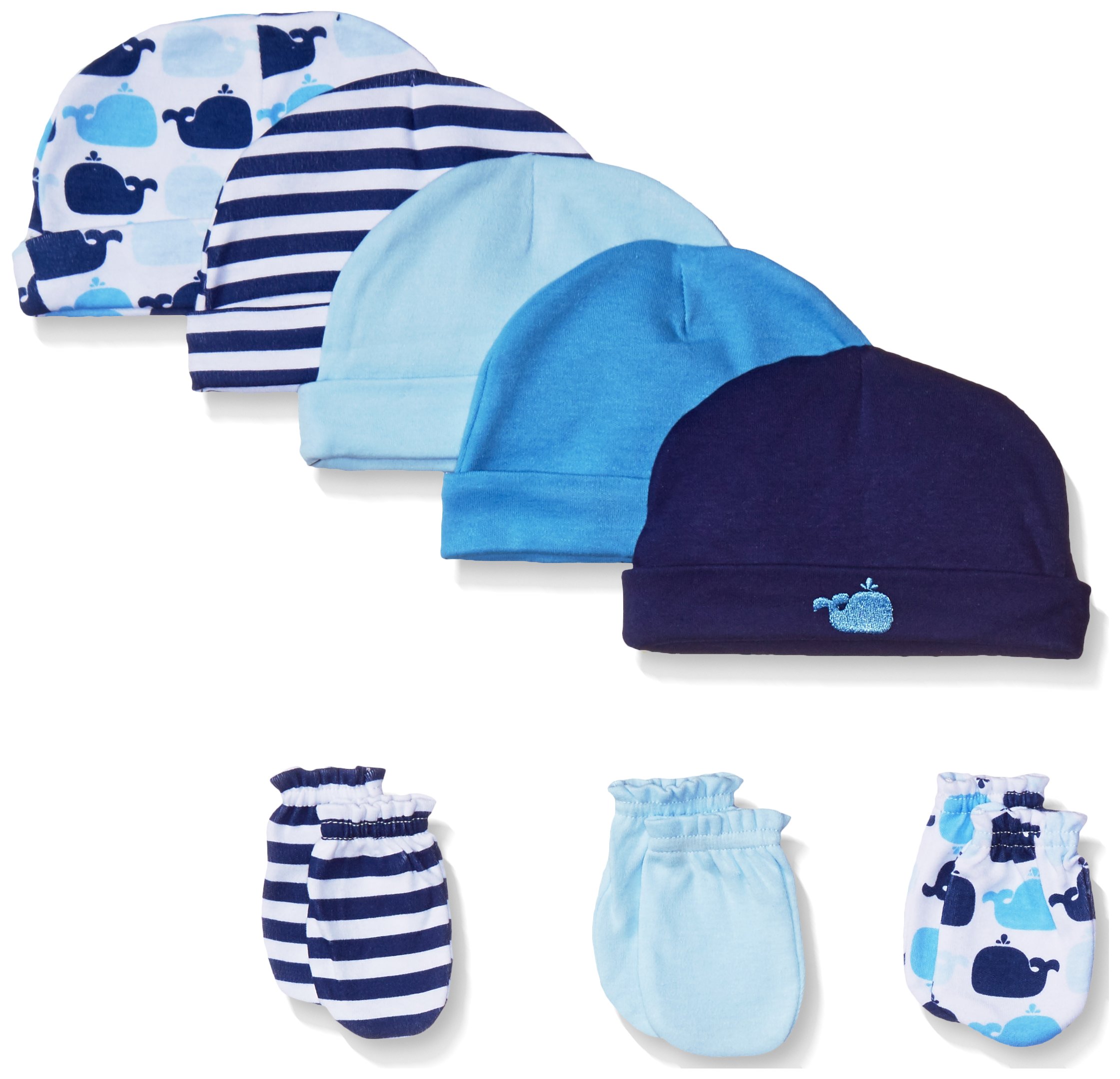 Luvable Friends Unisex Baby Cotton Caps and Scratch Mittens