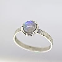 Vista 22 de Anillo de plata de ley con piedras preciosas para mujer, anillo apilable de piedra martillada, anillo de piedra natal