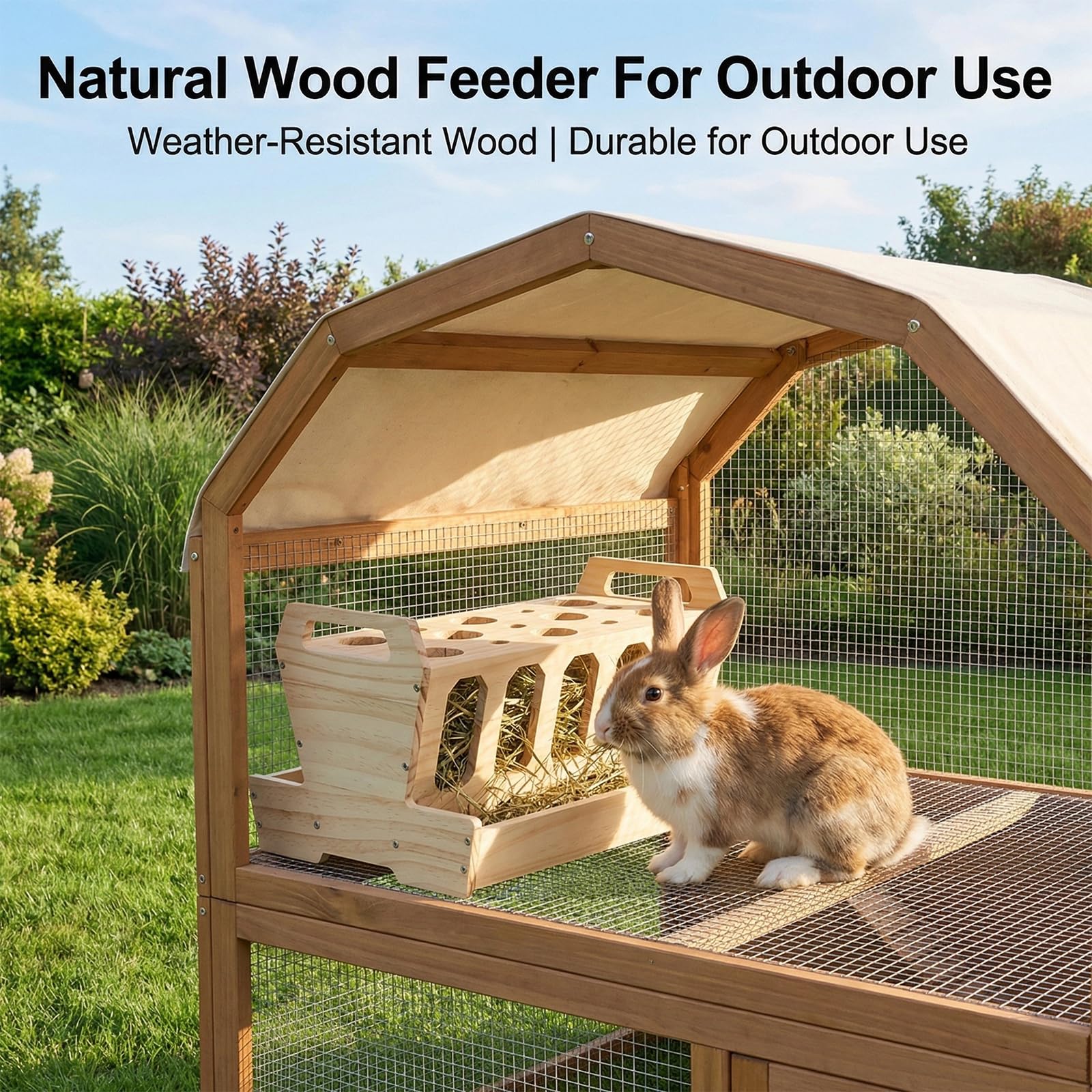 Râtelier à Foin pour Rongeurs, 12*9.4*6.6inch Distributeur de Foin en Bois Grande Capacité, Mangeoire à Foin pour Lapin en Bois, Grand Râtelier à Foin en Boi Lapin pour Lapins Hamsters Cochons d'Inde