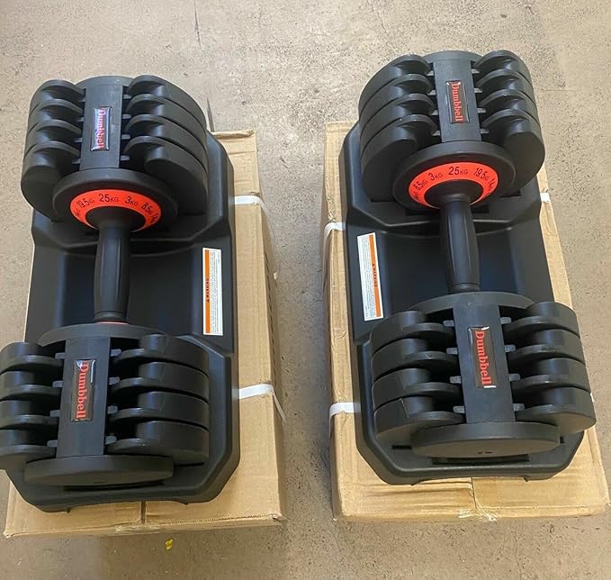 Adjustable Dumbbells 2 x 25kg Pair Set, BLACK, 50X28X32 CM Amazon.co