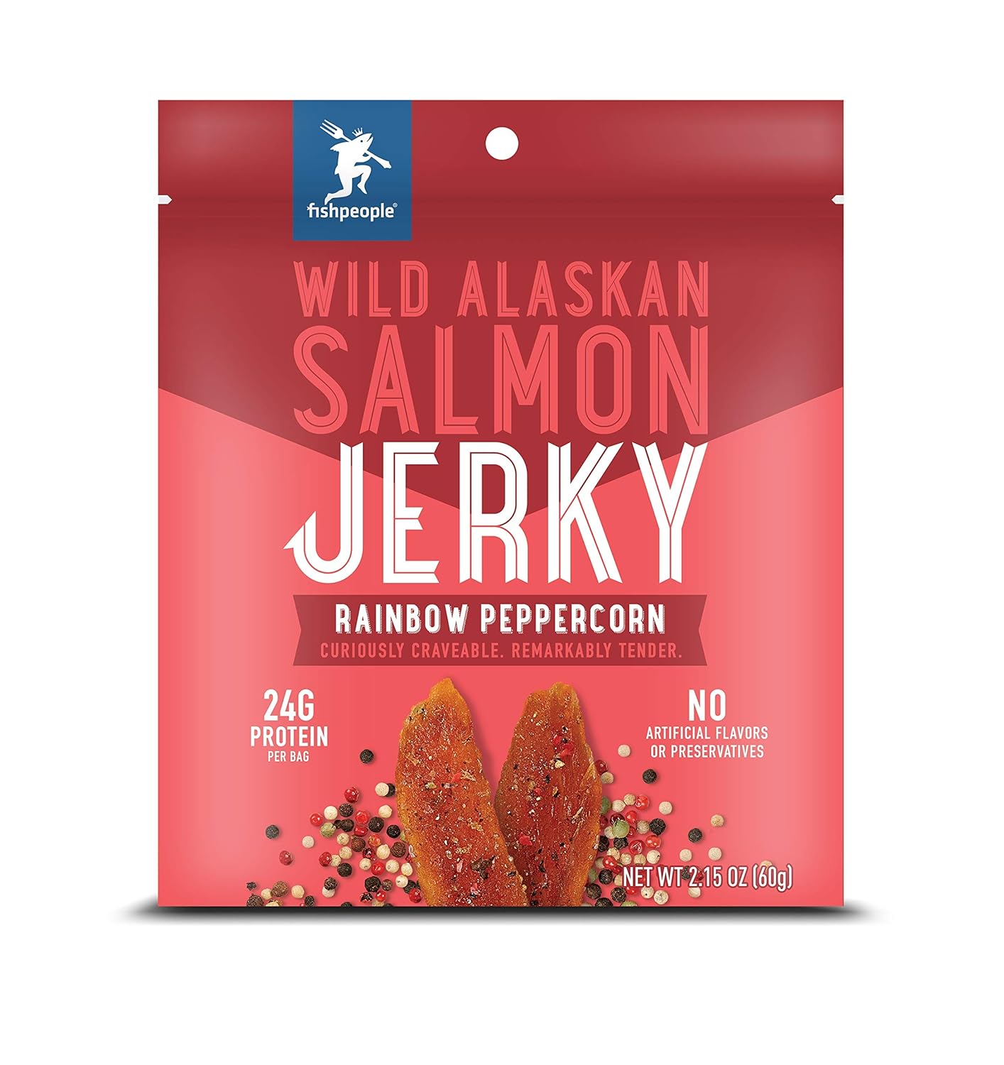 Fishpeople Wild Alaskan Salmon Jerky RAINBOW PEPPERCORN, 2