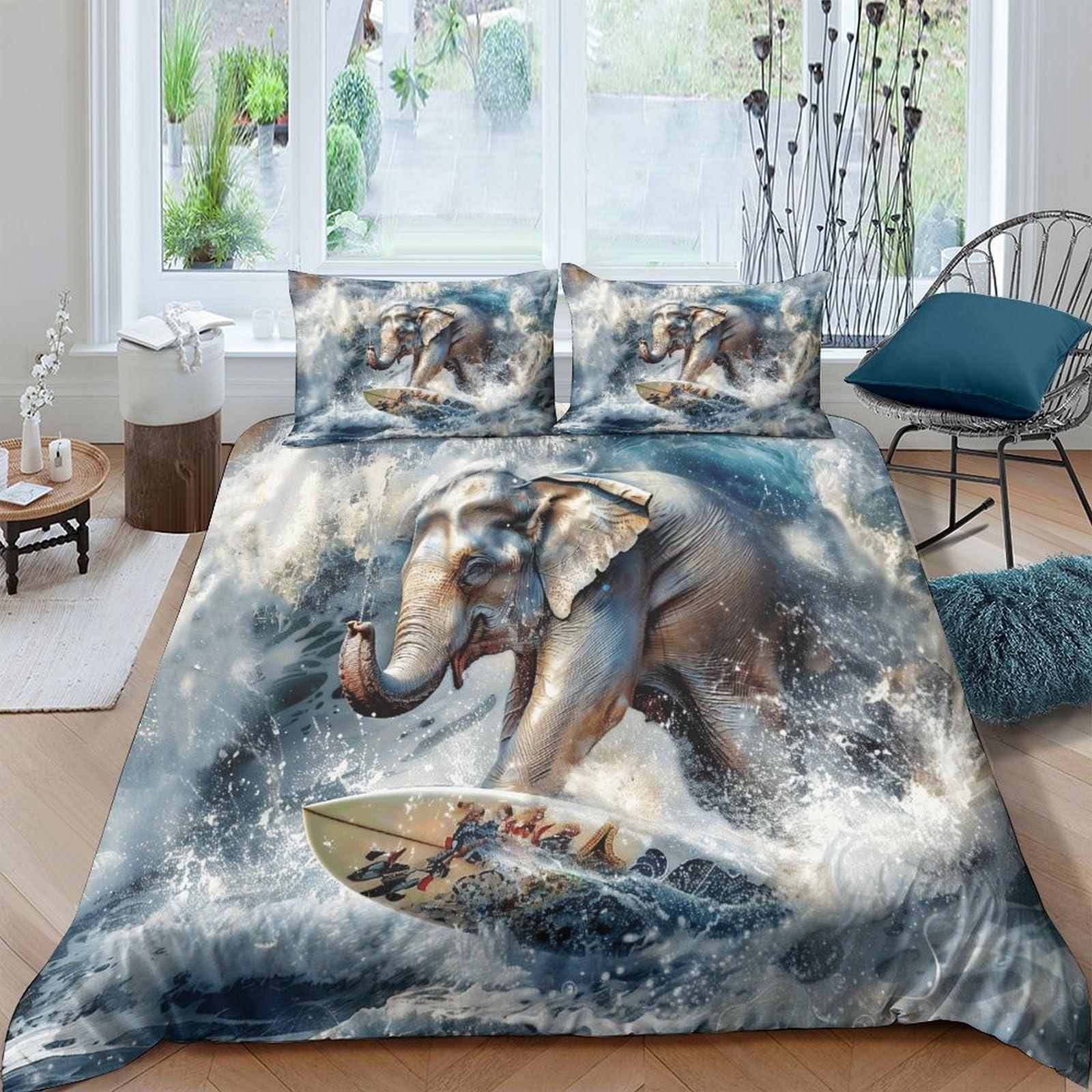 Parure de lit éléphant grand format pour décorer une chambre de jeune style safari