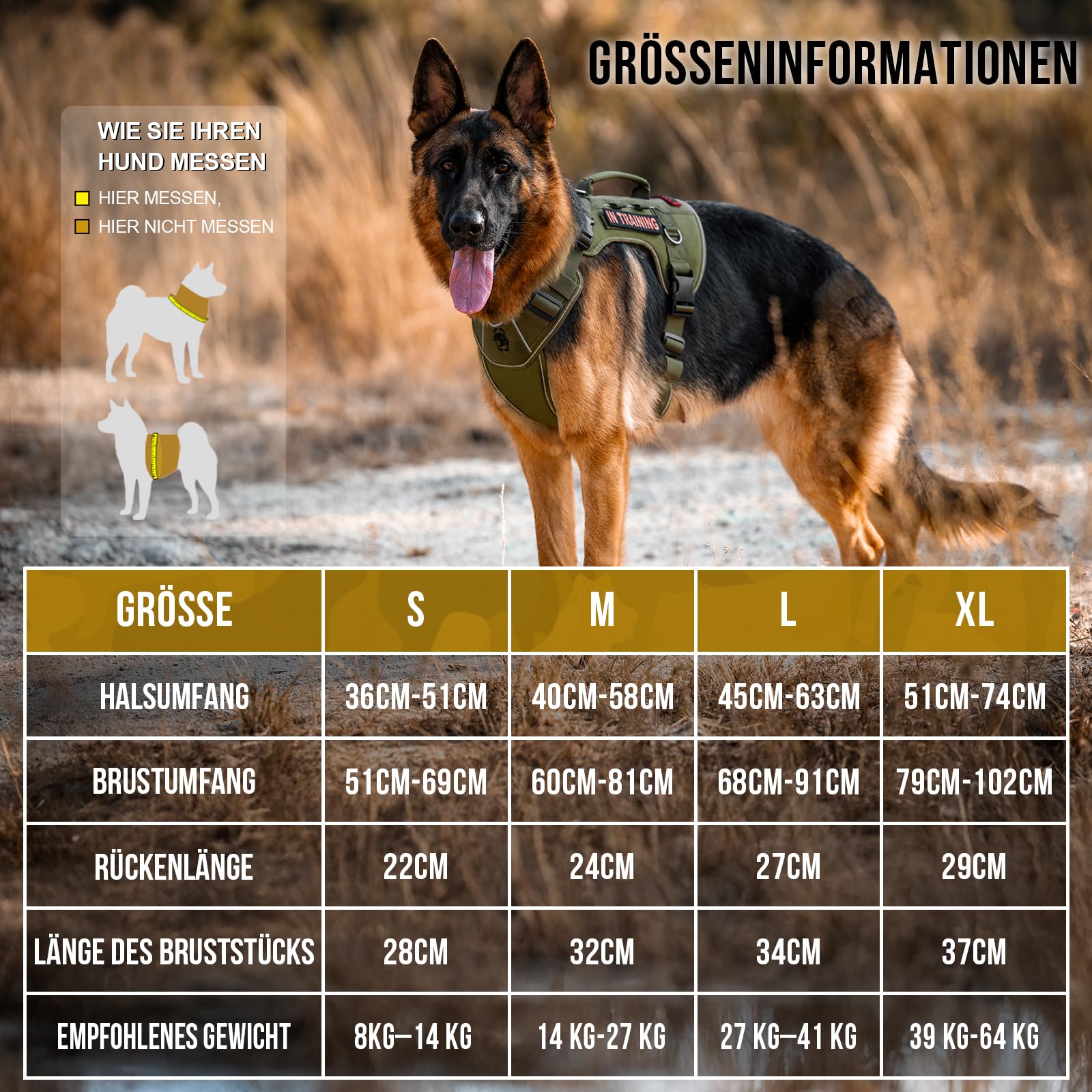 OneTigris Hundegeschirr Große Hunde, TACTILITE Taktisches Langlebig Anti Zug Geschirr, No Pull Verstellbar Brustgeschirr mit 4 D-Ringe, Reflexstreifen Grün XL