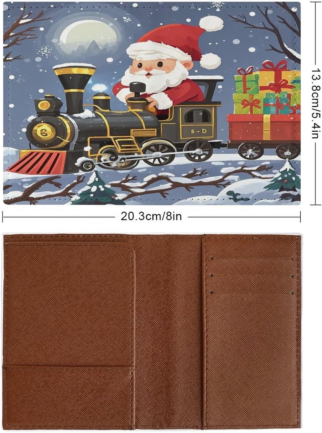 Santa's Train Passport Card Holder Travel Passport Covers Case Pu Passport Book Cover Passport Wallet Cover Case Passport Protective Cover Unisex Passport Protector