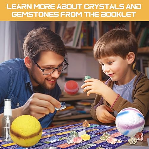 Miniatura 5 de Kit de excavación de piedras preciosas, juego de excavación de planetas 6 en 1, excavar 30 rocas reales, minerales y cristales, juego de exploración