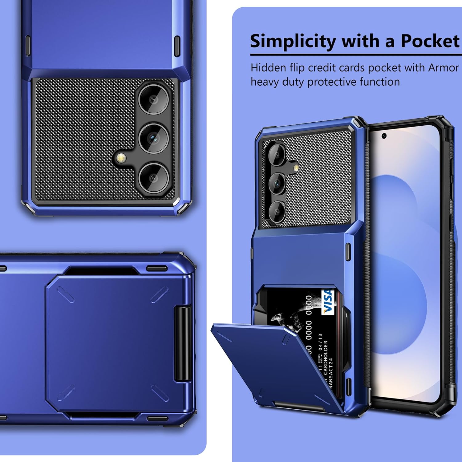 Vofolen for Samsung Galaxy S25 Case Wallet with Card Holder Dual Layer Heavy Duty Shockproof Hidden Flip 4-Card Slots Large Storage Protective Galaxy S25 Wallet Case for Women Men, 6.2" Navy - Image 6