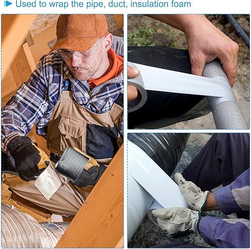 Miniatura 5 de PATIKIL Cinta de envoltura de tuberías de 2.4 x 36.1 pies, paquete de 5 tubos de cinta adhesiva de PVC, aislamiento de tubos de aire acondicionado,