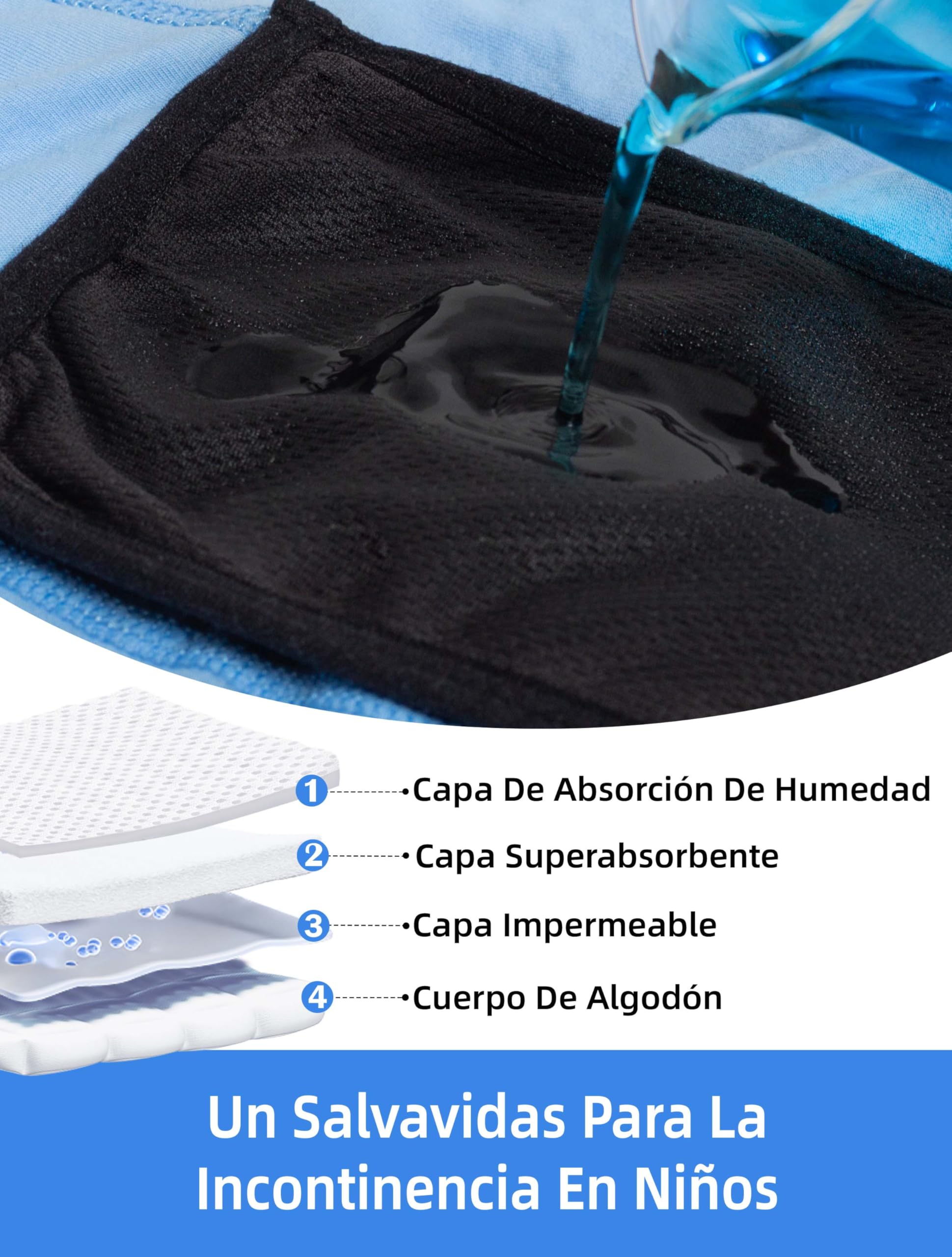 TIICHOO Calzoncillos Absorbentes Niño Boxer Incontinencia Urinaria Lavable Bragas Incontinencia Niño Pack de 5