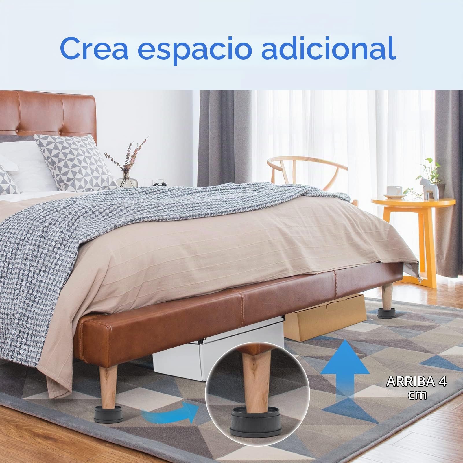 Uping Elevadores de Muebles Elevador Mesa Elevadores Cama Alzas Cama, Aumente Altura en 4cm o 8cm (Negro)