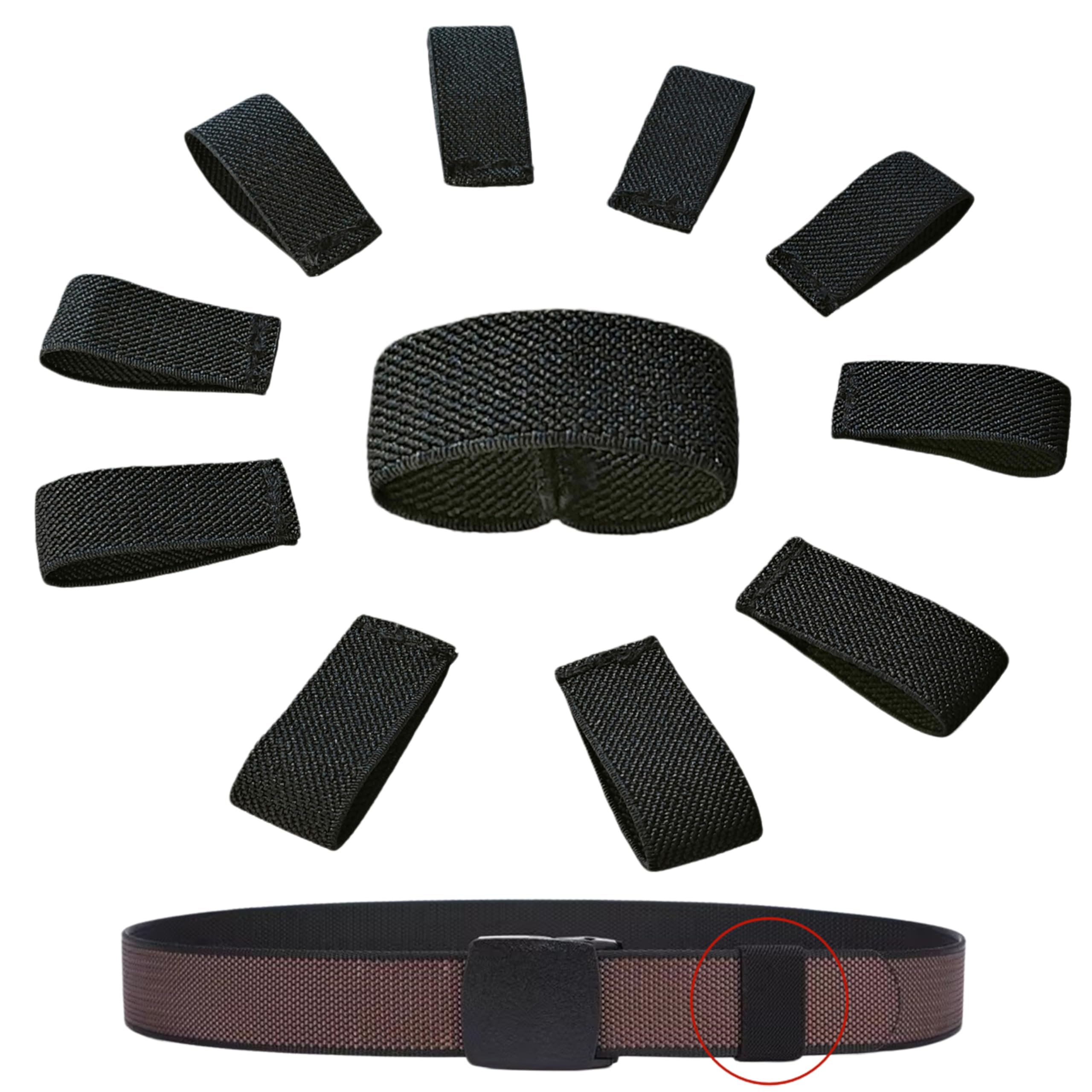JIFANPAUL 10 Pcs Elastic Belt Keepers Strap Organizers Web Belt Loop Stays Backpack/Harness Straps Holder Retainer Band for 1.5" -2" Wide Belts/Straps