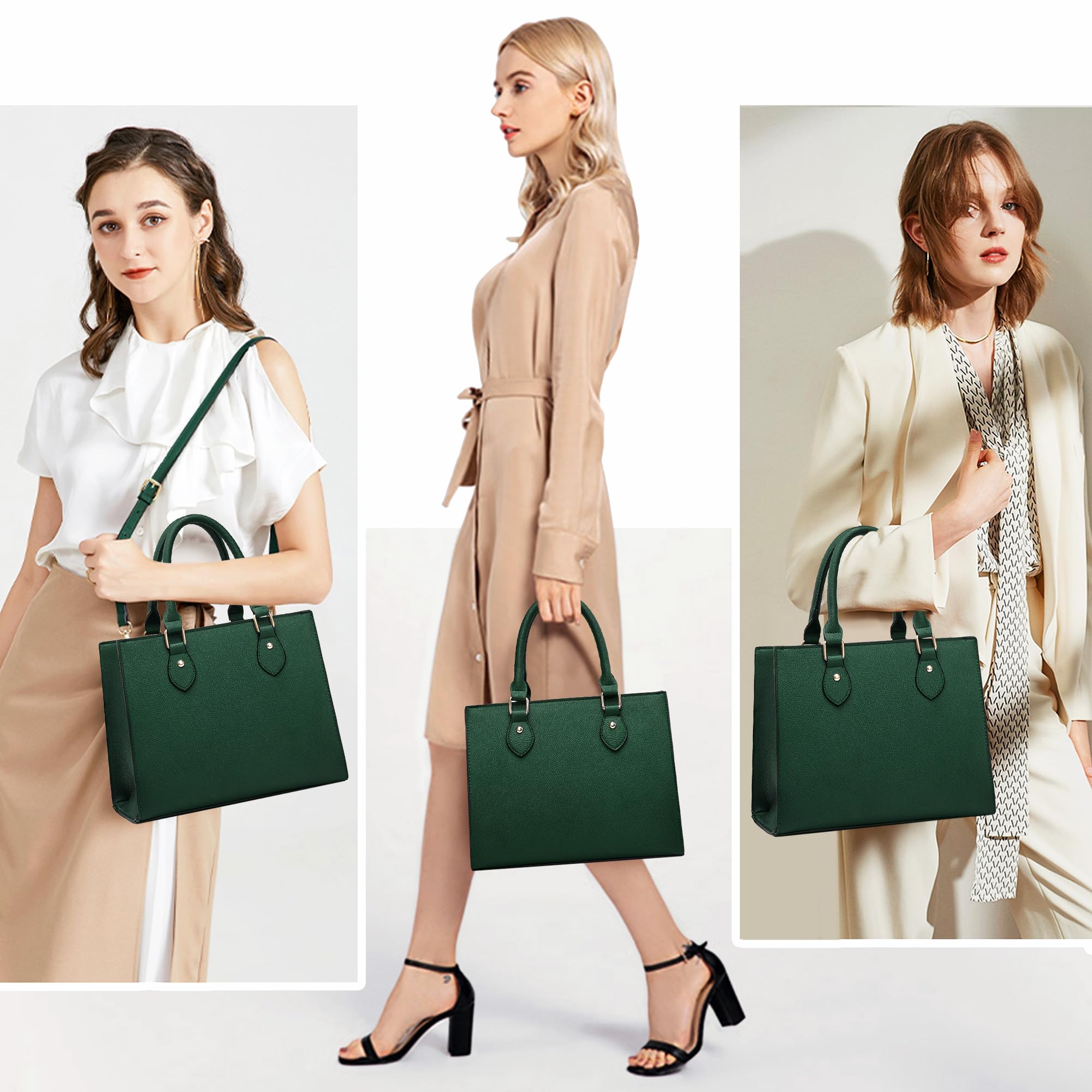 CHICAROUSAL Crossbody Purses and Handbags for Women PU Leather Tote Top Handle Satchel Shoulder Bags: Liz Dark Green