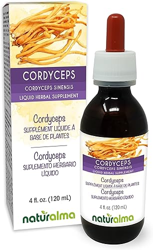 Naturalma Cordyceps (Cordyceps sinensis) Tintura sin alcohol para hongos o hongos  Extracto líquido en gotas de 4 onzas líquidas  Suplemento de