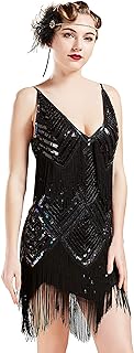 Women's 1920s Flapper Dress V Neck Slip Dress Roaring 20s Great Gatsby Dress for Party - Buy now