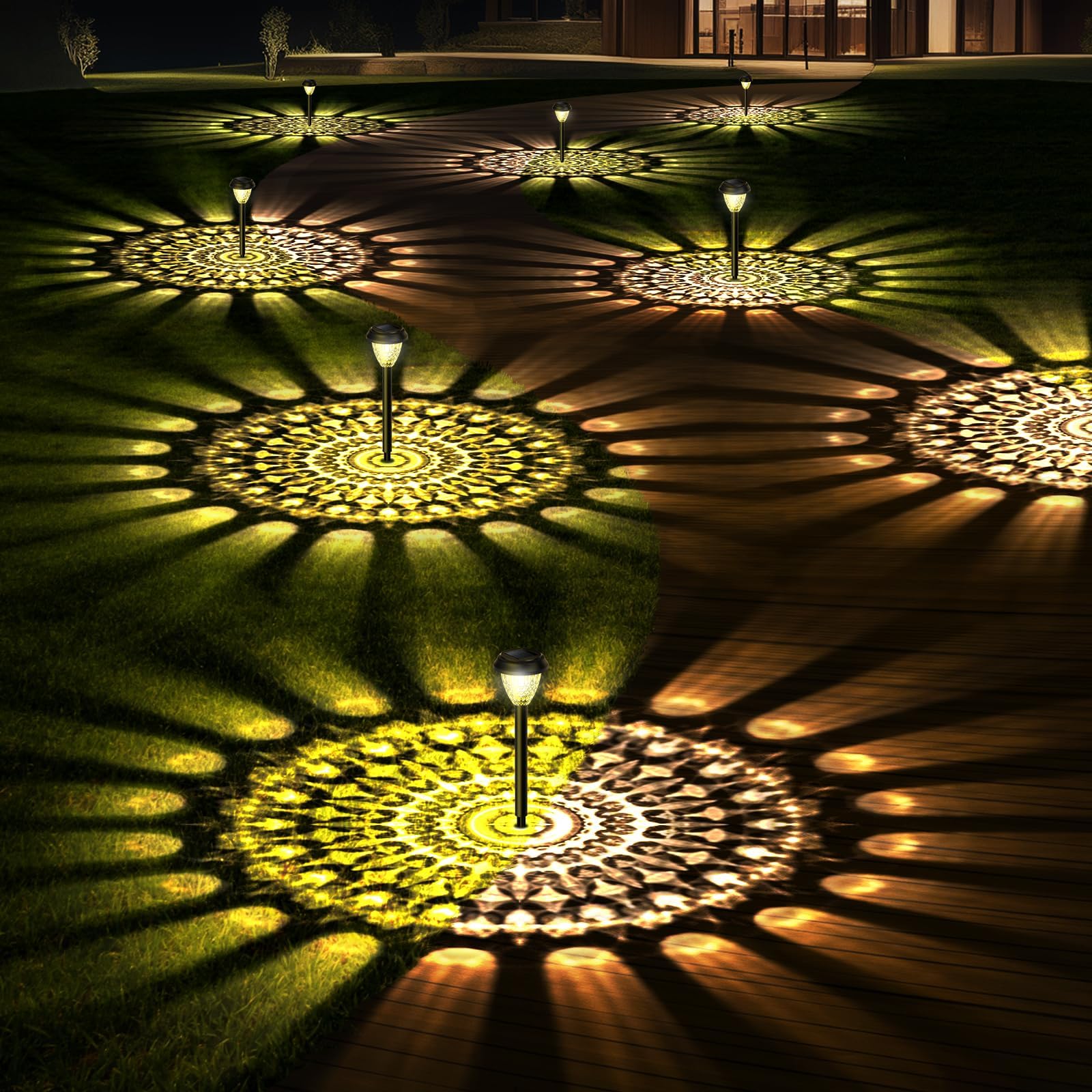 ostritec Solar Pathway Lights, 4 Pack Solar Garden Lights for Outside