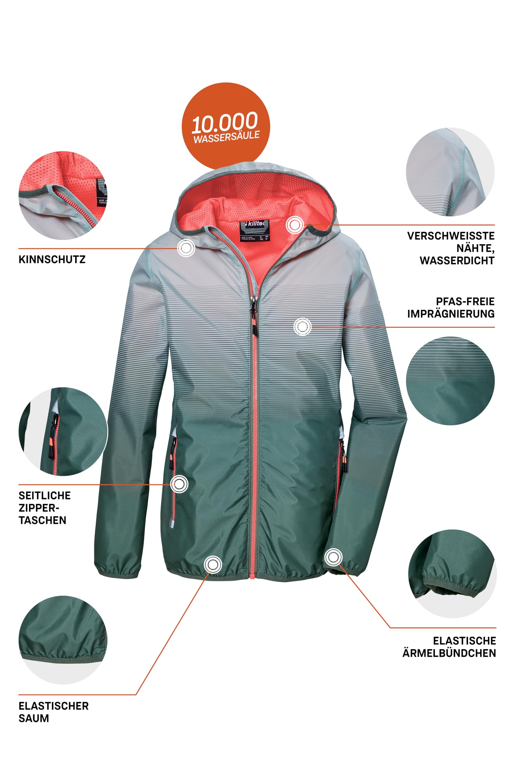 Killtec Mädchen Kos 151 Grls Jckt Funktionsjacke ist wasserdicht/Regenjacke mit Kapuze