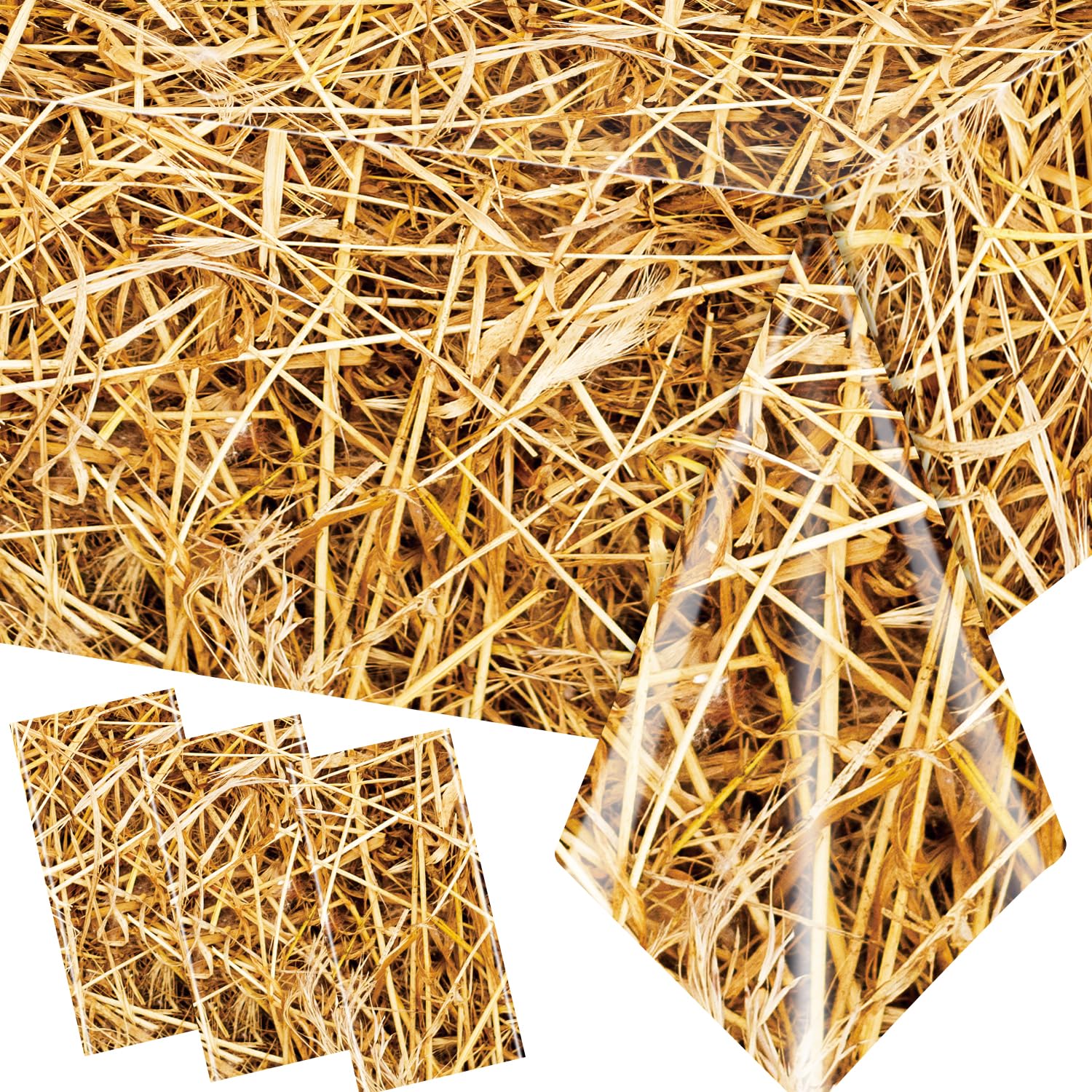 Pymurod 3pcs Straw Tablecovers Farm Hay Tablecloth Starw Hay Bales Decoration for Table Western Cowboy Theme Birthday Party Decorations Hawaiian Luau Party Decorations