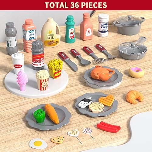 Miniatura 7 de Juego de cocina para niños pequeños, juegos de cocina de juguete, juguetes de comida para niños y niñas de 3, 4, 5, 6, 7, 8, con spray de sonido