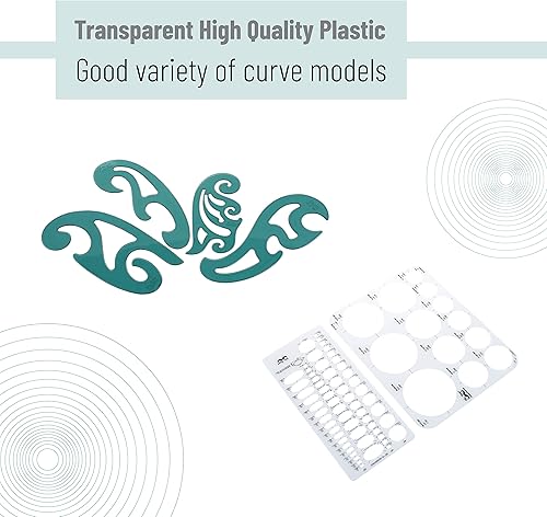 Miniatura 5 de Mr. Pen French Curve - Plantillas de círculo grande y elipse (6 unidades), regla de curva, herramientas de dibujo y dibujo, plantillas de geometría