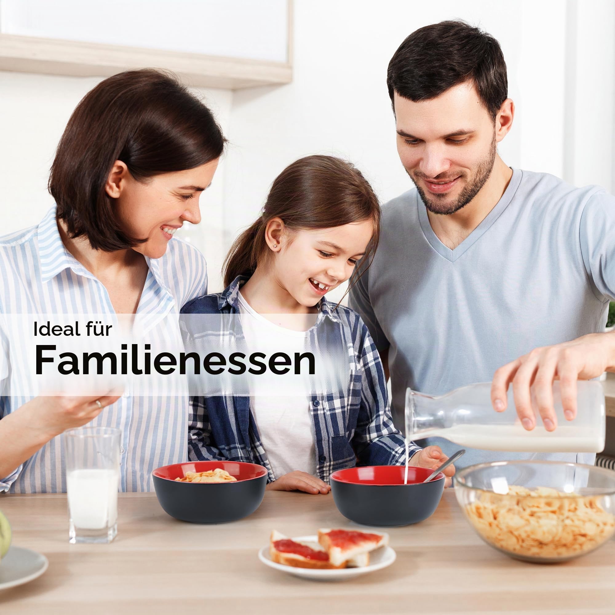 MIAMIO - Geschirrset/Tafelservice Keramik (24-teilig) - Le Papillon (Rot)
