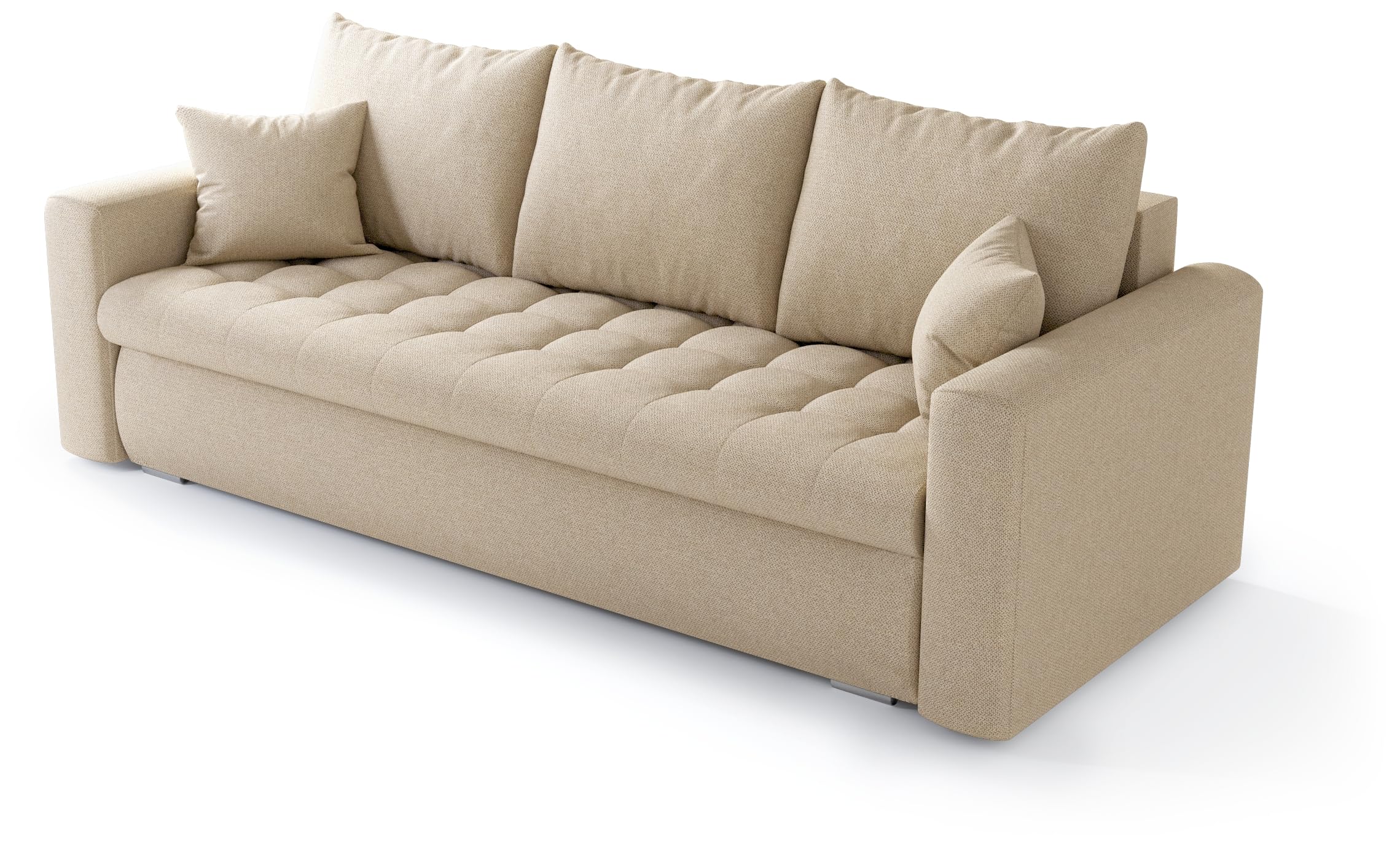 BROMARKT Sofa mit Schlaffunktion Beige Klappsofa Geflecht 140X200 LUIS