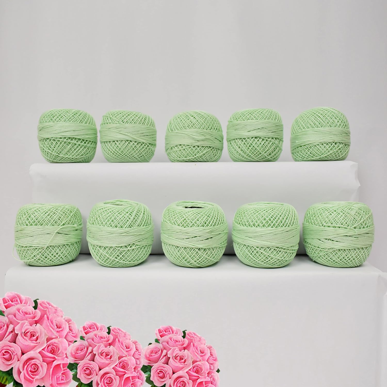 Red Rose Crochet Knitting Mercerized Thread Yarn Roll Ball Cross Stitching Craft