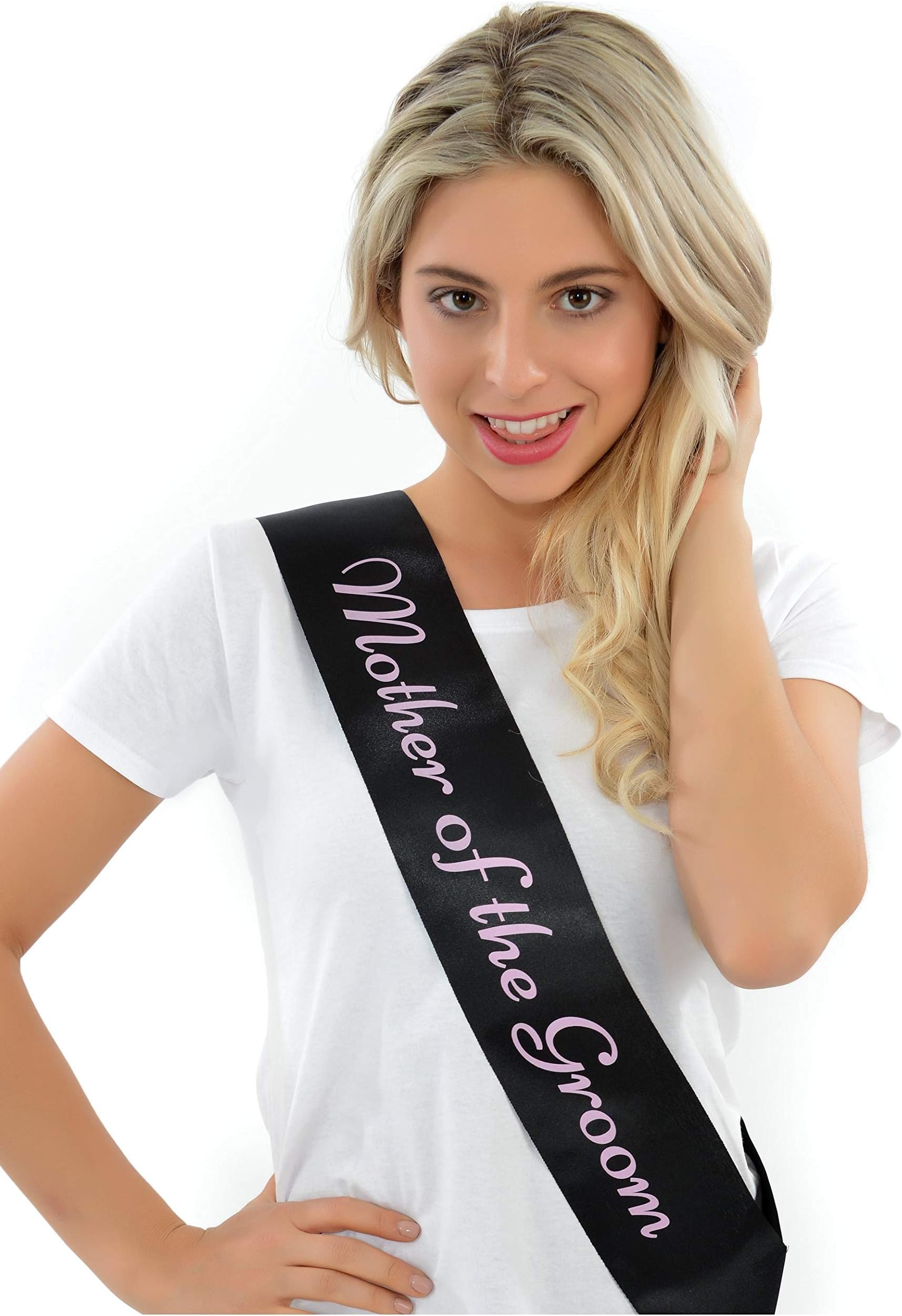Hen Party Superstore Mother Of The Groom Sash Black With Pink Writing