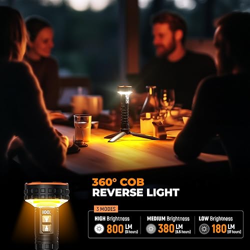 Miniatura 3 de Linterna, linterna LED recargable de 5000 lúmenes con pantalla digital, 8 modos e impermeable IPX4 linterna EDC con base magnética para campamento,