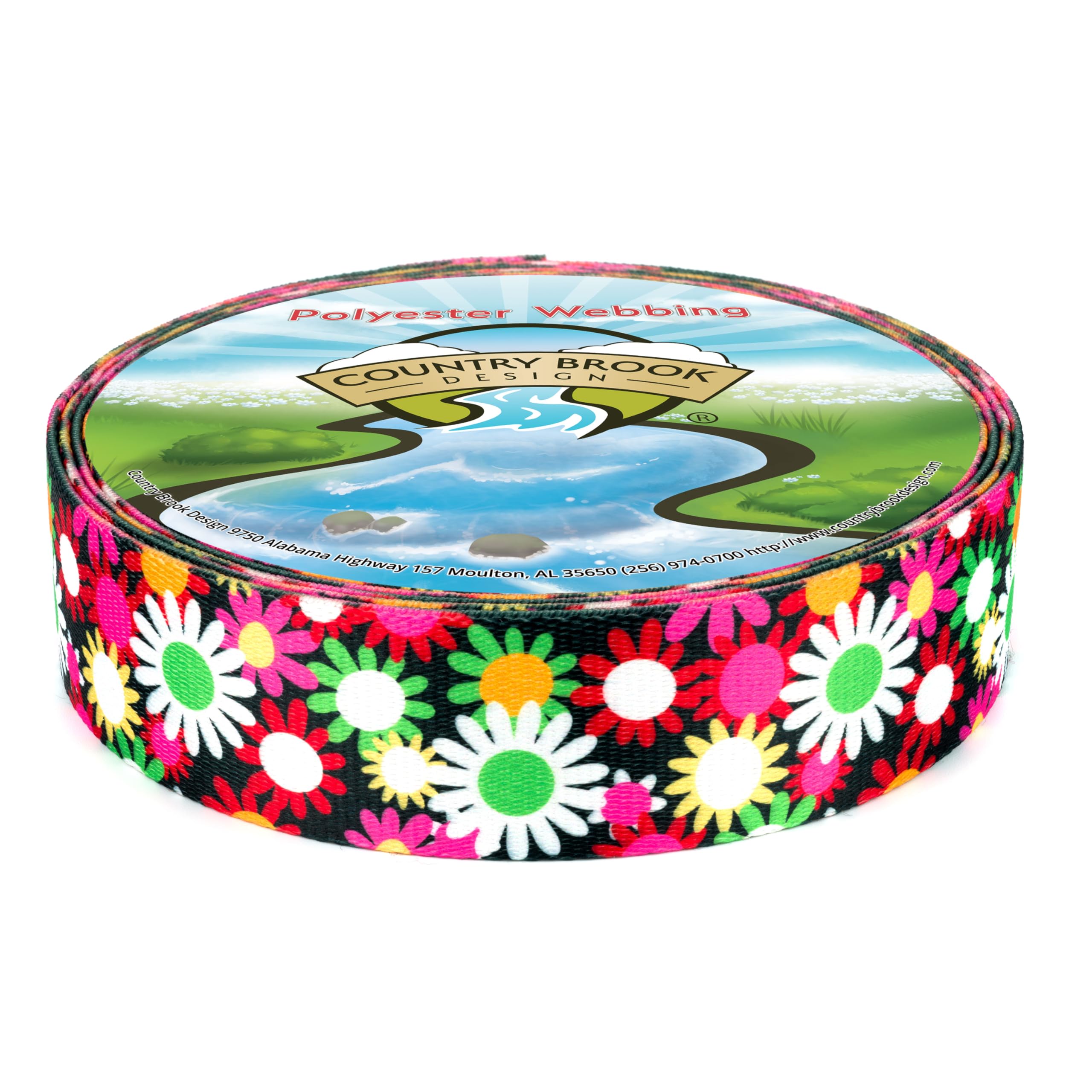 Country Brook Design - Daisy Fields Polyester Webbing (1 Inch, 5 Yards)