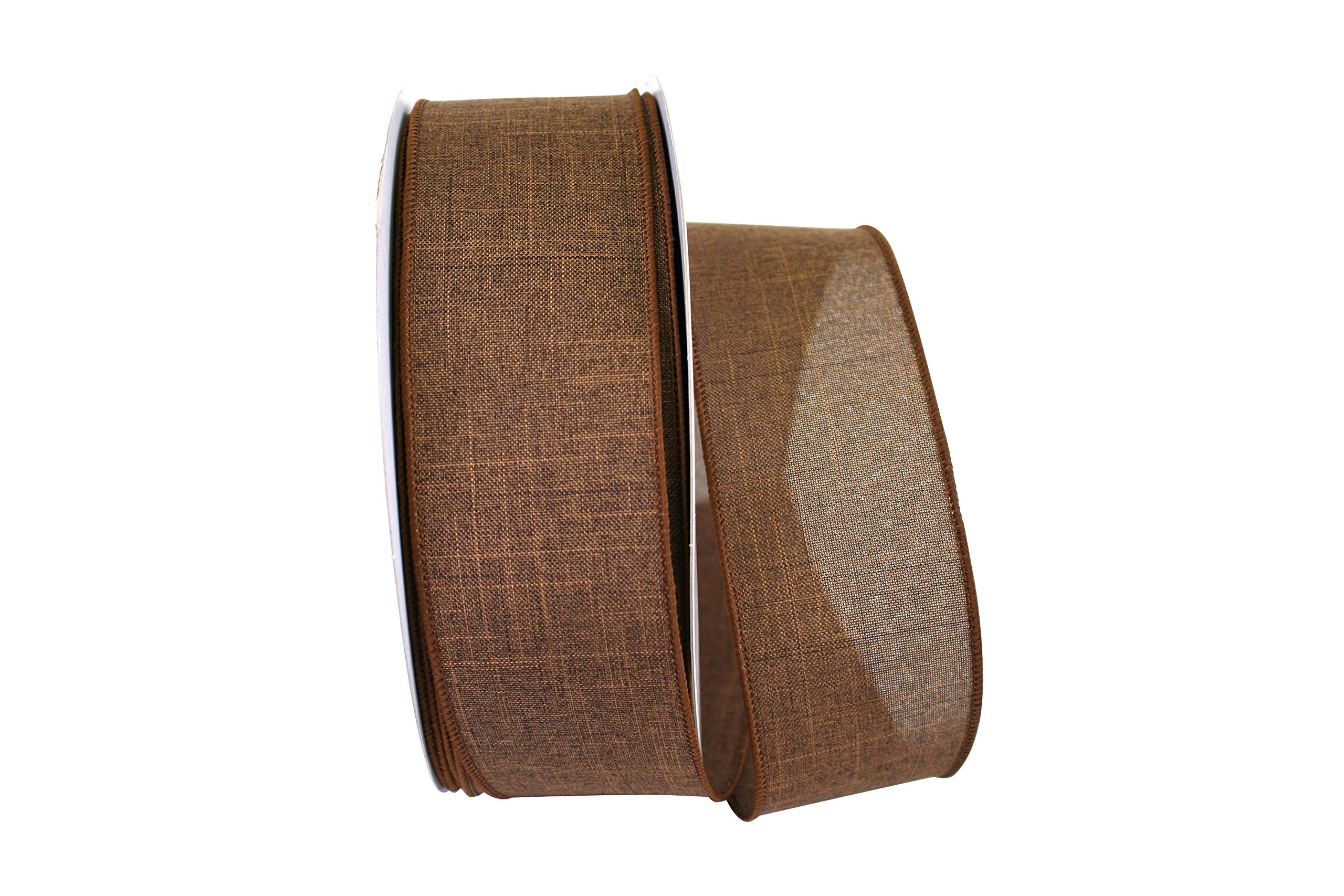 Reliant Ribbon 92573W-705-40K - Nastro in lino per uso quotidiano, con bordo a filo, 2,27 x 50 m, colore: Marrone cioccolato