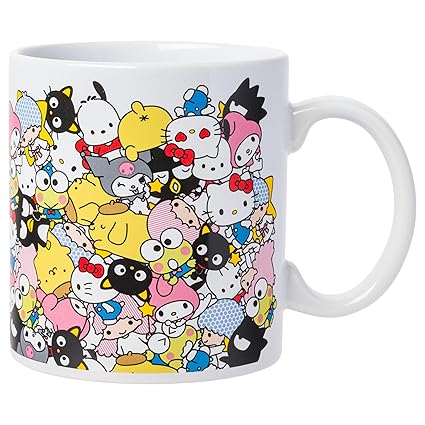 Silver Buffalo Sanrio Character Bunch Ceramic Mug, 20 Ounces