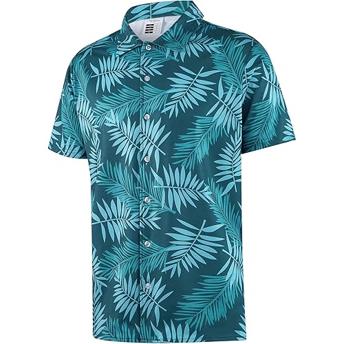 ELETOP Men's Hawaiian Shirt Summer Stretch Short Sleeve Tropical Beach Button Down Casual Shirt