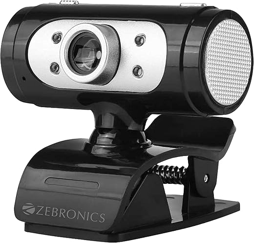Zebronics Zeb-Ultimate Pro (Full HD) 1080p/30fps Webcam with 5P Lens, Built-in Mic, Auto White Balance, Night Vision, Manual Switch for LED (Black)