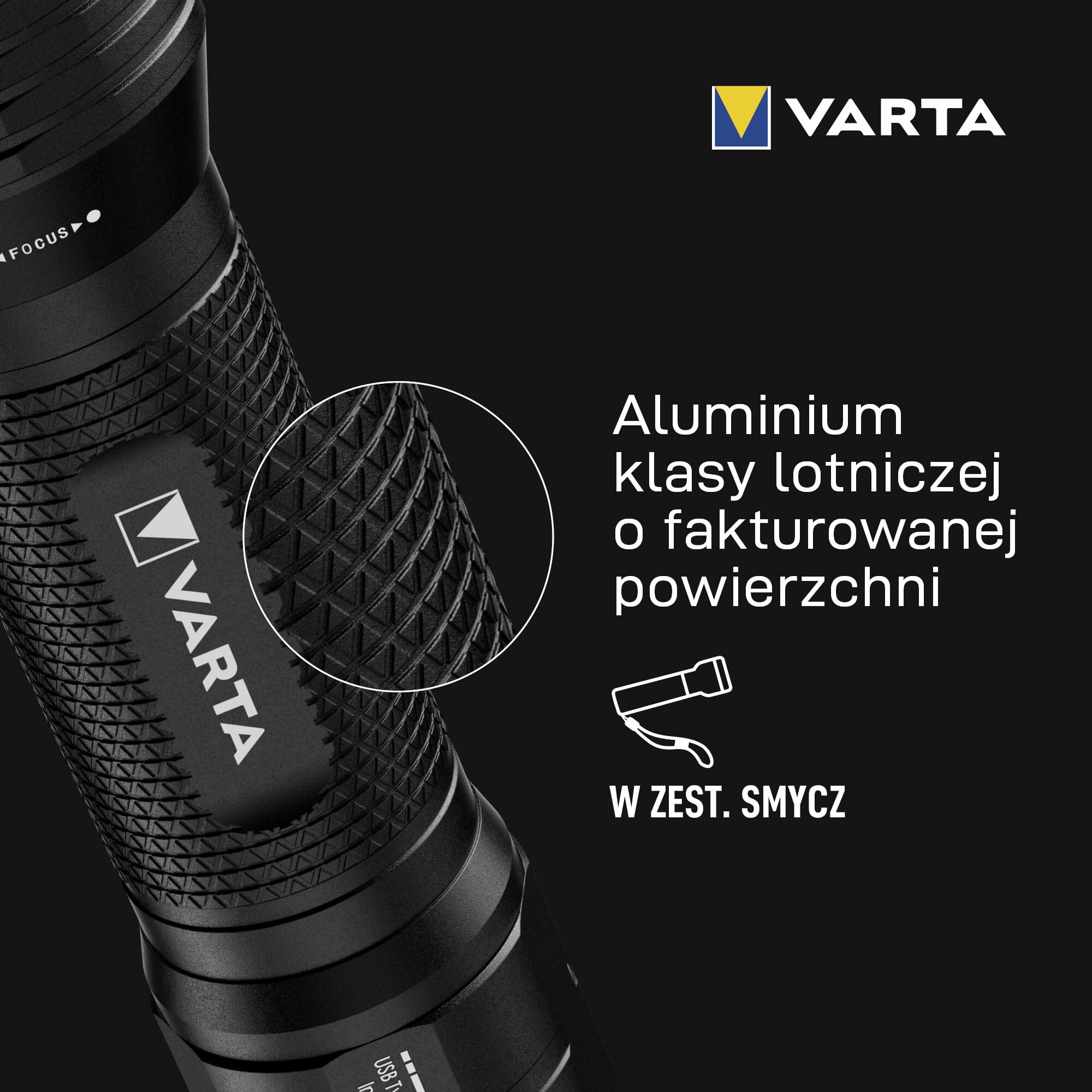 VARTA Latarka LED, Night Cutter Pro F40R, adowalna, z funkcją powerbanku, do użytku na zewnątrz i w domu, 2000 lm, wodoodporna IP67, aluminium lotnicze, precyzyjna regulacja ostrości, w tym smycz